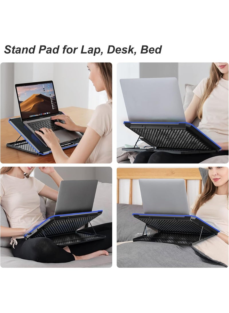 آيس كوريل قاعدة تبريد لأجهزة الكمبيوتر المحمولة المصنوعة من أشباه الموصلات، حامل تبريد لأجهزة الكمبيوتر المحمولة المخصصة للألعاب، قابل لتعديل الارتفاع، مزود بمروحتين هادئتين مقاس 14 سم وحامل للهاتف، مناسب لأجهزة الكمبيوتر المحمولة من 13 إلى 17 بوصة - Image 3